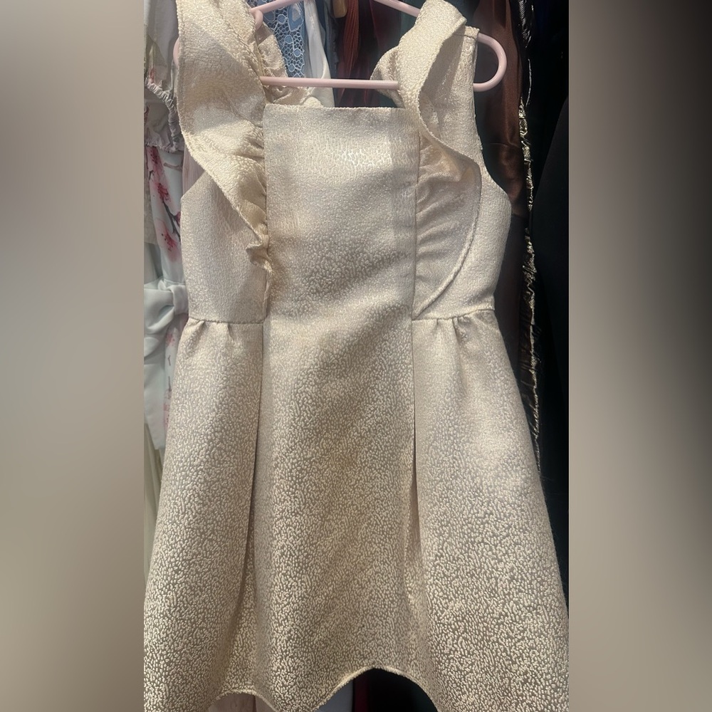 Janie and jack Shimmer Jaquard Dress Gold size 6